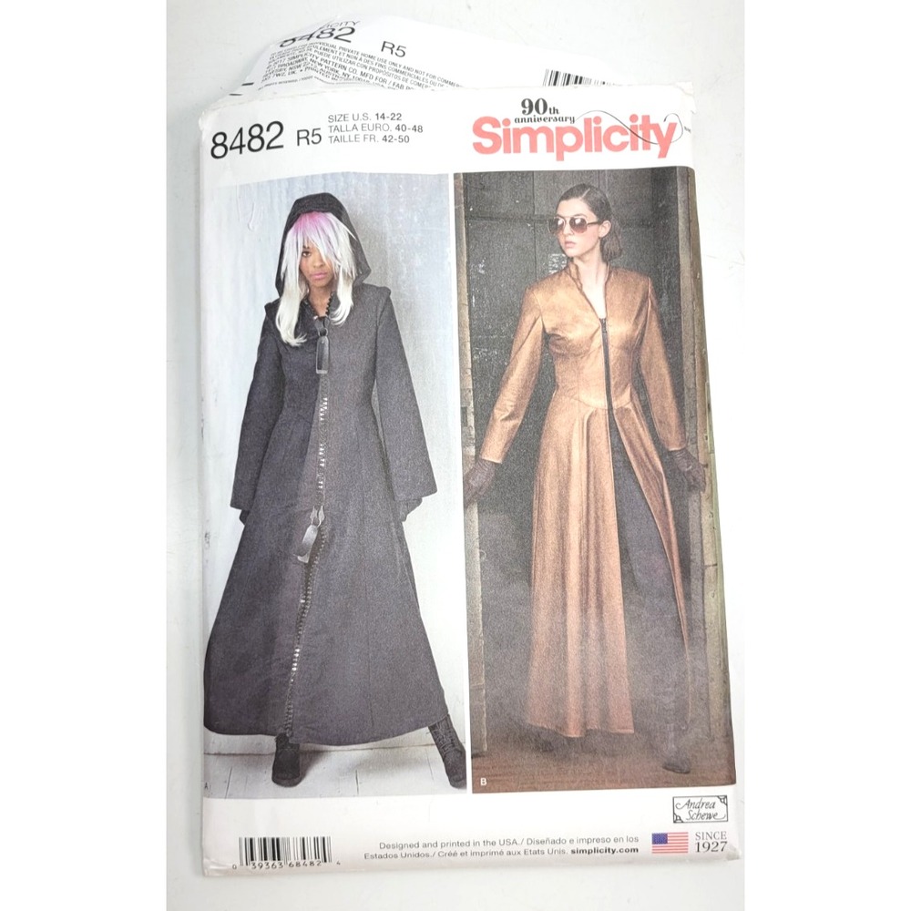Simplicity 8482 Sewing Pattern R5 Sz 14 - 22 Factory Fold Uncut